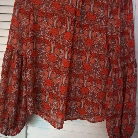 Forever 21 Coral Pink Polyester Blouse with Tie - Picture 3 of 3